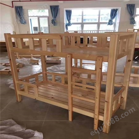 幼儿园双层实木床 儿童上下铺床 早教培训单人午休床