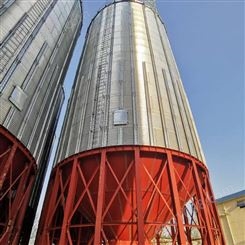 大型昊科邦储粮仓设备 600吨镀锌波纹板智能小麦仓锥底金属筒仓