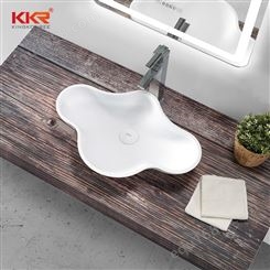 KKR供应 云状弧形白色人造石艺术台盆 时尚易清洗洗手盆