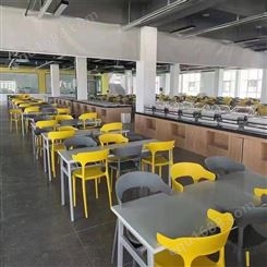 学校工厂食堂4人6人8人餐桌椅 工地快餐店连体餐桌