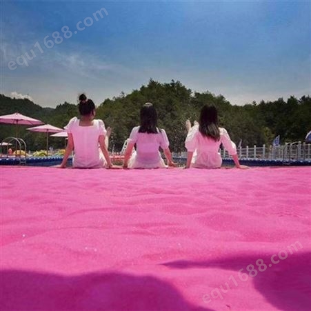网红沙滩沙 粉色 人造沙滩 供应 景区游乐场海边造景彩砂