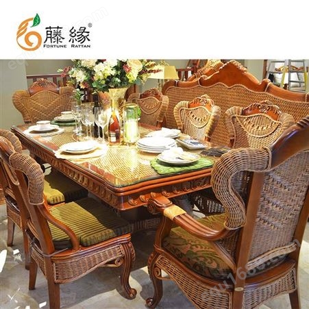 藤缘 天鹅湖长餐台 桌椅组合 餐饮家具 可零售可批发 支持定制