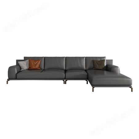 天一美家北欧风格意式真皮转角沙发简约现代头层牛皮组合客厅家具