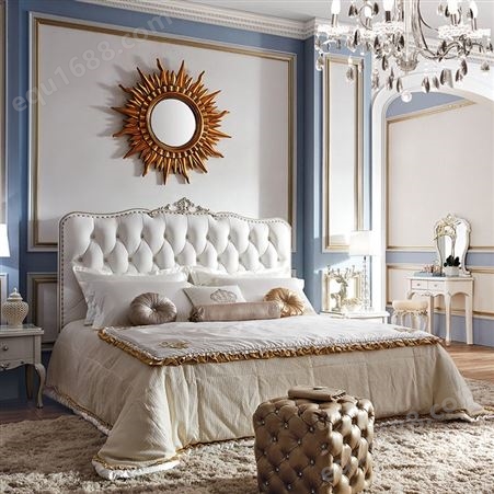 天一美家欧式风格别墅家具卧室大气白色简约1.8米双人婚床