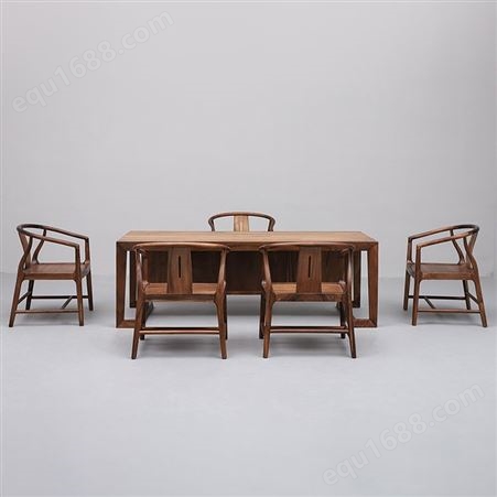 天一美家_新中式风格茶桌椅子组合实木长方形茶台家用茶室家具