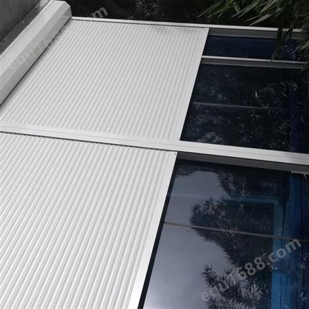 阳光房夏季隔热 铝合金外遮阳天幕 玻璃顶部金属遮阳棚安装厂