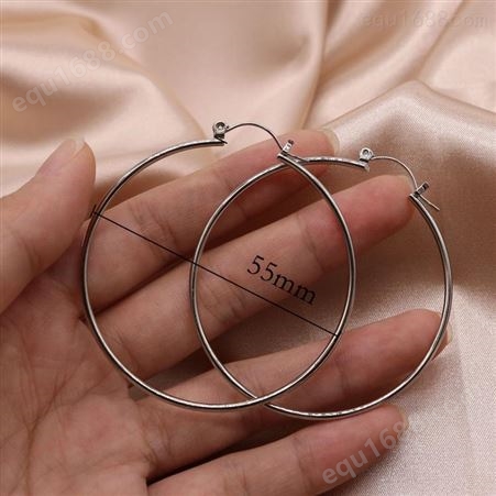 跨境爆款定制品质生产不锈钢耳饰 新款简约个性女士 欧美夸张大圆圈耳环